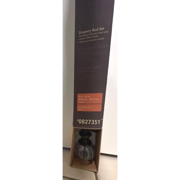 Allen + Roth Drapery Rod Oil-Rubbed Bronze 72-144"  with glass finials 0827351 - Picture 3 of 5